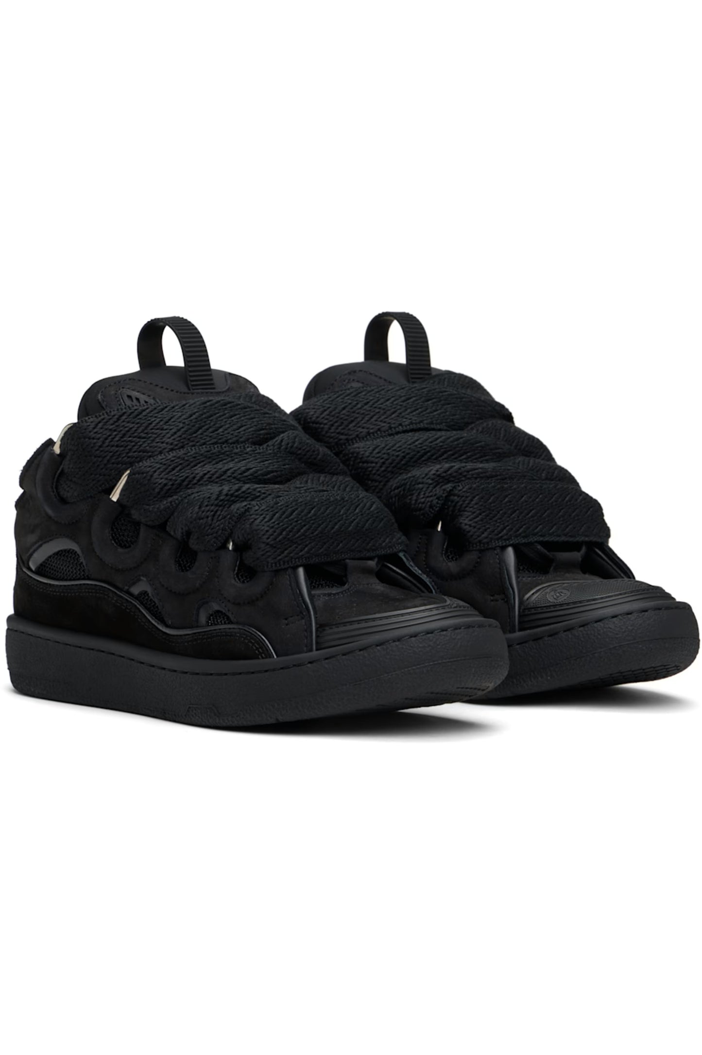 LANVIN Black Curb Leather Sneakers