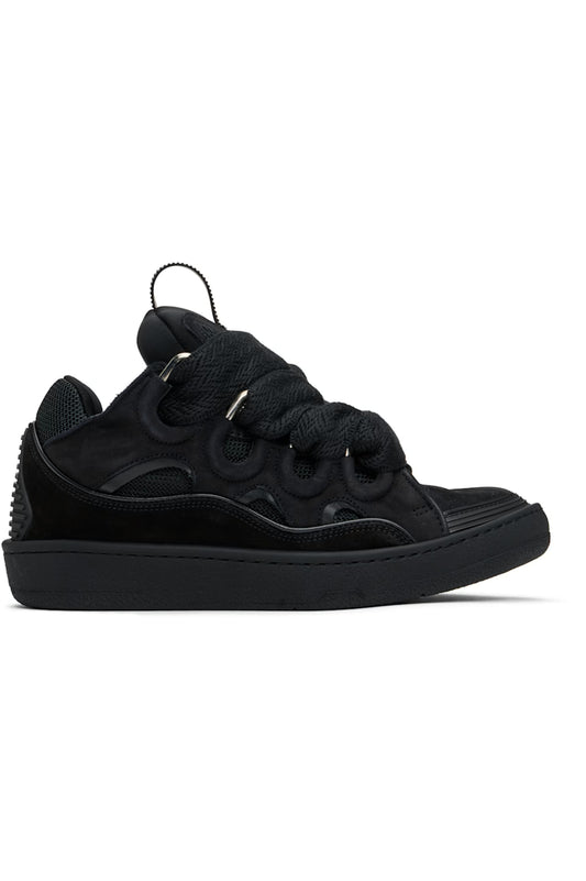 LANVIN Black Curb Leather Sneakers