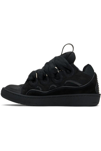 LANVIN Black Curb Leather Sneakers